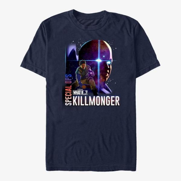 Tričko Merch Marvel What If...? - Special Ops Killmonger Unisex T-Shirt Navy Blue XXXL