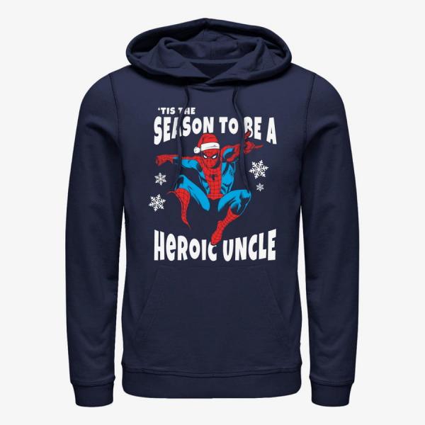 Mikina Merch Marvel Spider-Man Classic - Heroic Uncle Unisex Hoodie Navy Blue XL