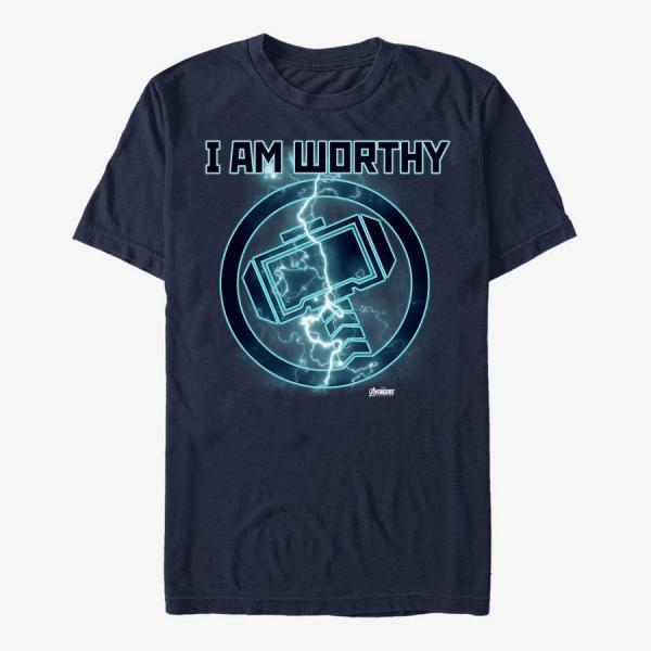 Tričko Merch Marvel Avengers: Endgame - Worthy Icon Unisex T-Shirt Navy Blue L