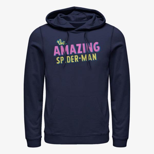 Mikina Merch Marvel Spider-Man Classic - Retro Logo Unisex Hoodie Navy Blue L