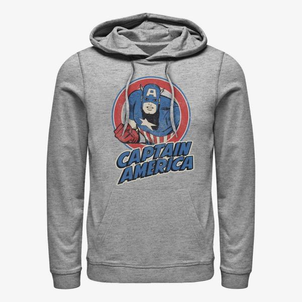 Mikina Merch Marvel Avengers Classic - CAPTAIN AMERICA THRIFTED Unisex Hoodie Heather Grey XXXL