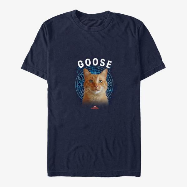 Tričko Merch Captain Marvel: Movie - Goose Cat Unisex T-Shirt Navy Blue M