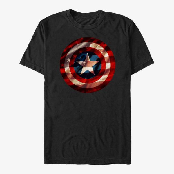 Tričko Merch Marvel Avengers Classic - Flag Shield Unisex T-Shirt Black S