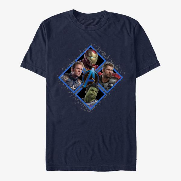 Tričko Merch Marvel Avengers: Endgame - Square Box Unisex T-Shirt Navy Blue S