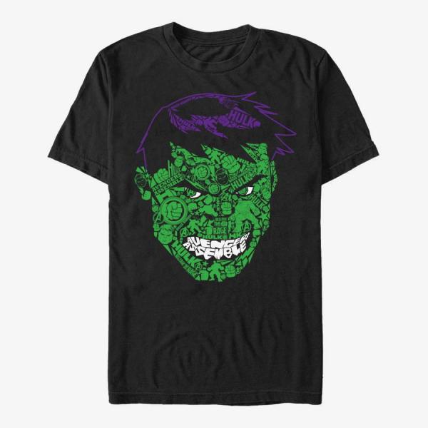 Tričko Merch Marvel Avengers Classic - HulkFace Icons Unisex T-Shirt Black S