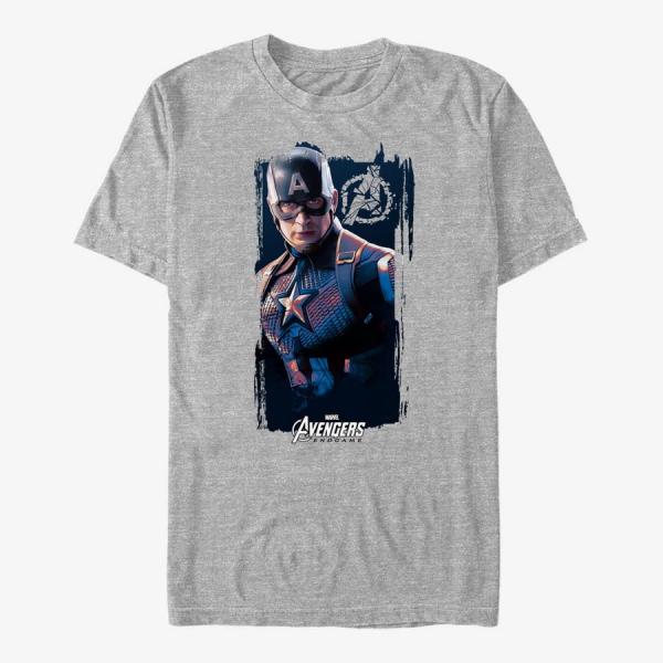 Tričko Merch Marvel Avengers: Endgame - Cap Banner Unisex T-Shirt Heather Grey XXL