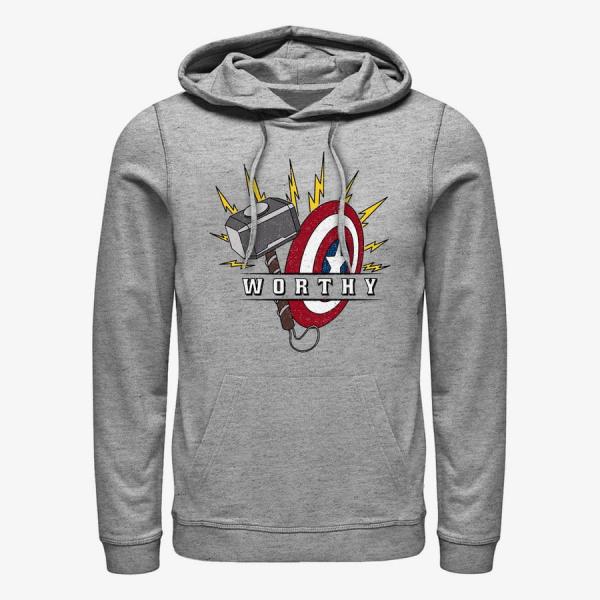 Mikina Merch Marvel Avengers: Endgame - Worthy Hammer And Shield Unisex Hoodie Heather Grey XXL