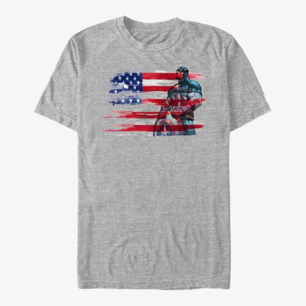 Queens Marvel Avengers Classic - Capt InkFlag Unisex T-Shirt Heather Grey