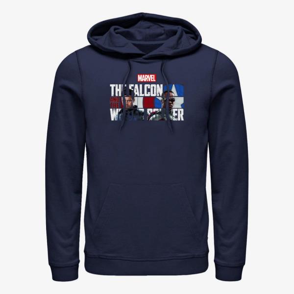Mikina Merch Marvel The Falcon and the Winter Soldier - Logo Fill Unisex Hoodie Navy Blue S