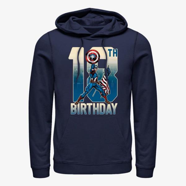 Queens Marvel Avengers Classic - Capt America 18th Bday Unisex Hoodie Navy Blue