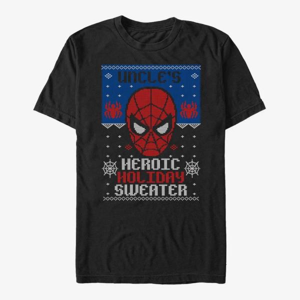 Tričko Merch Marvel Avengers Classic - Holiday Sweater Uncle Unisex T-Shirt Black L