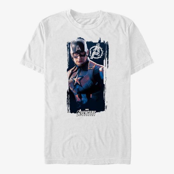 Tričko Merch Marvel Avengers: Endgame - Cap Banner Unisex T-Shirt White L