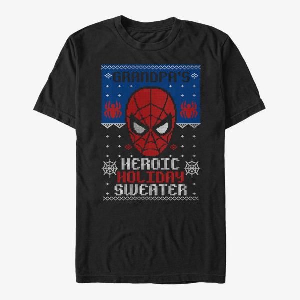 Tričko Merch Marvel Avengers Classic - Holiday Sweater Grandpa Unisex T-Shirt Black XXL