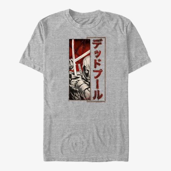 Tričko Merch Marvel Deadpool - Deadpool Sword Kanji Unisex T-Shirt Heather Grey XL