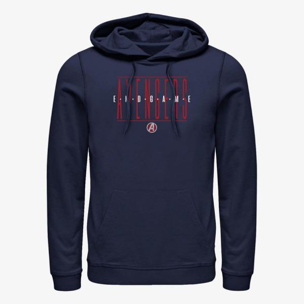 Mikina Merch Marvel Avengers - Strikethrough Text Unisex Hoodie Navy Blue XXL