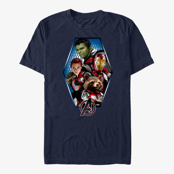 Tričko Merch Marvel Avengers: Endgame - Hexagon Avenged Unisex T-Shirt Navy Blue S