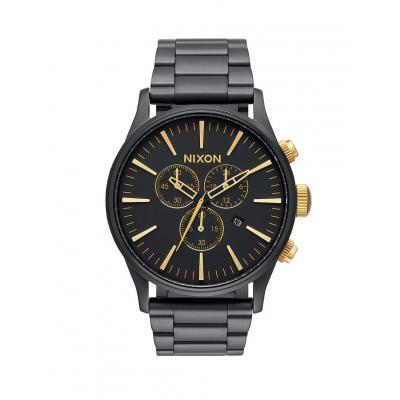 Hodinky Nixon Sentry Chrono Matte Black Gold