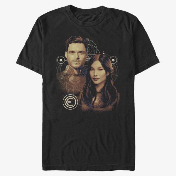 Tričko Merch Marvel: Eternals - Sersi and Ikaris Unisex T-Shirt Black XL
