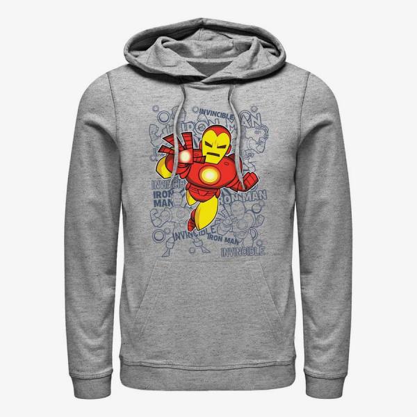 Mikina Merch Marvel Avengers Classic - Ironman Retro Toss Unisex Hoodie Heather Grey L