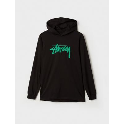 Stüssy Stock Stamp L/ S Hood Tee Black