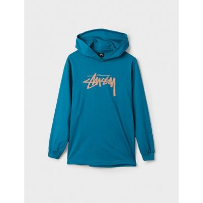 Stüssy Stock Stamp L/ S Hood Tee Blue