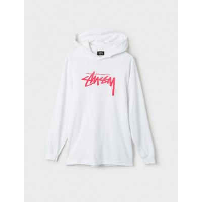 Stüssy Stock Stamp L/ S Hood Tee White