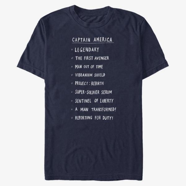 Tričko Merch Marvel Avengers Classic - Cap List Unisex T-Shirt Navy Blue S