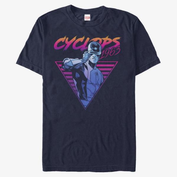 Tričko Merch Marvel X-Men - Neon Cyclops Unisex T-Shirt Navy Blue L
