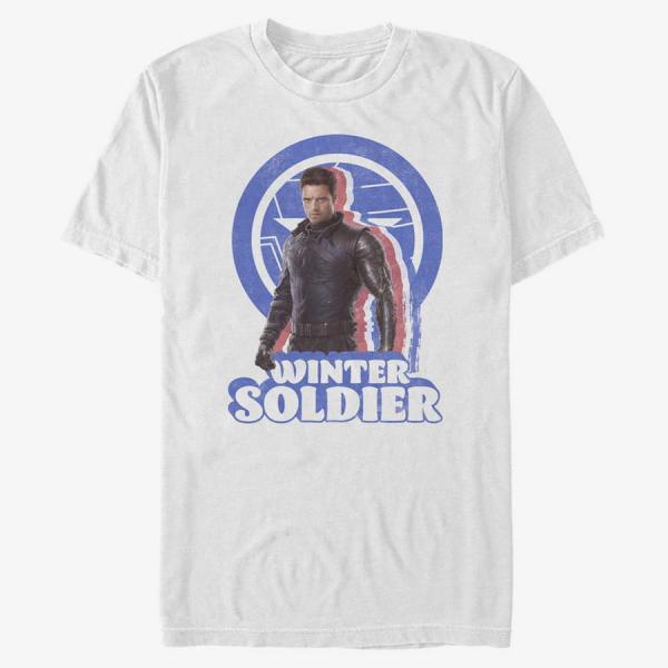 Tričko Merch Marvel The Falcon and the Winter Soldier - Distressed Bucky Unisex T-Shirt White L
