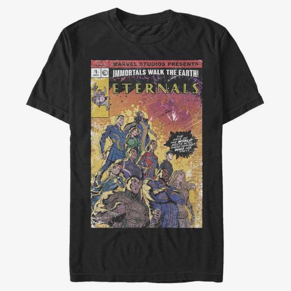Tričko Merch Marvel The Eternals - VINTAGE STYLE COMIC COVER Unisex T-Shirt Black M