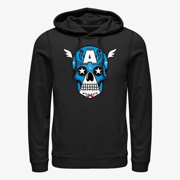 Mikina Merch Marvel Avengers Classic - Captain America Sugar Skull Unisex Hoodie Black XXXL
