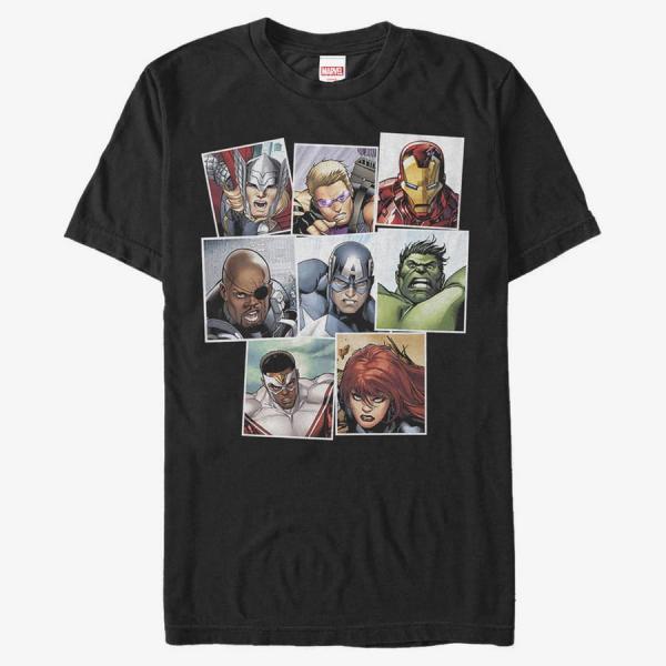 Queens Marvel Avengers Classic - Squares Unisex T-Shirt Black