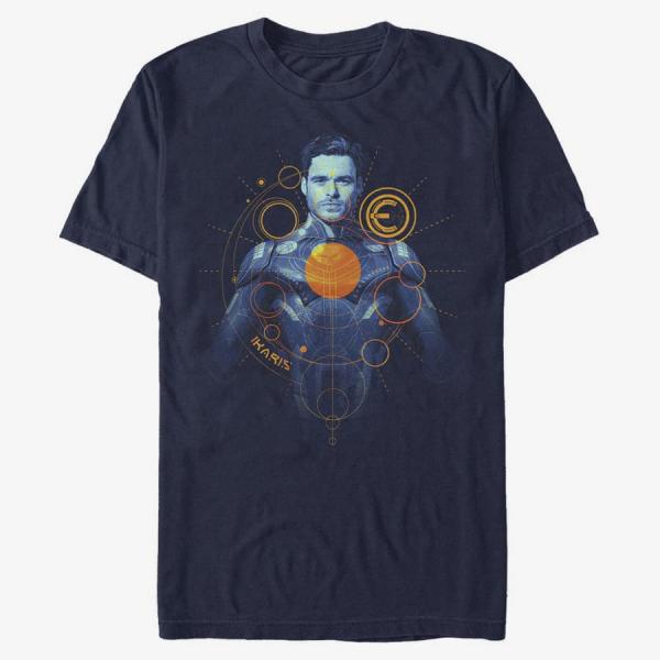 Tričko Merch Marvel: Eternals - Ikaris Orange Unisex T-Shirt Navy Blue XL