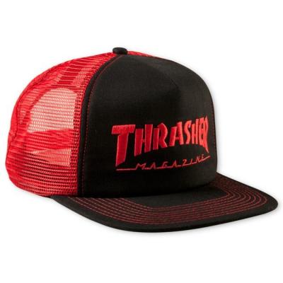 Thrasher Logo Mesh Cap Embroidered Black/ Red