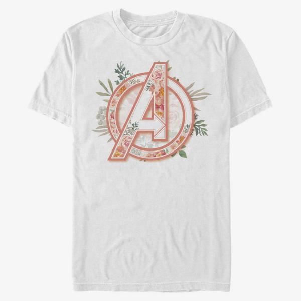 Tričko Merch Marvel Classic - Avenger Floral Unisex T-Shirt White XXXL