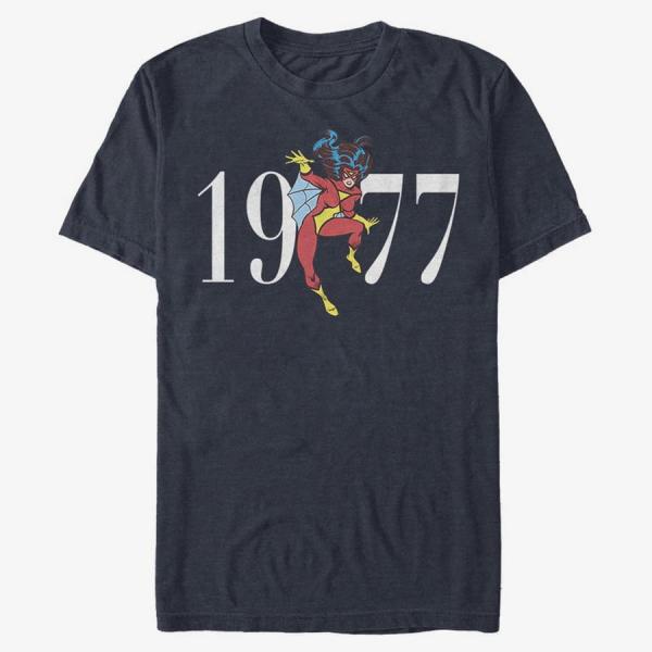 Tričko Merch Marvel Spider-Man Classic - Spider Seventy Seven Unisex T-Shirt Navy Blue XXL
