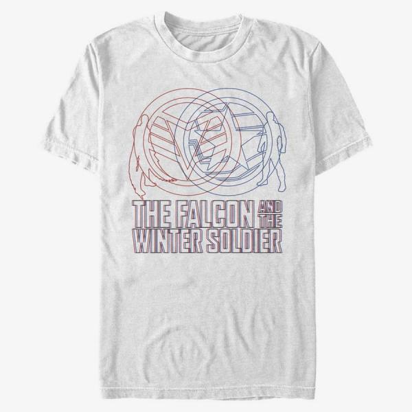 Tričko Merch Marvel The Falcon and the Winter Soldier - RED BLUE WIREFRAME Unisex T-Shirt White XL