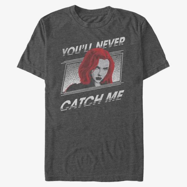 Tričko Merch Marvel Black Widow - Never Catch Me Unisex T-Shirt Dark Heather Grey S
