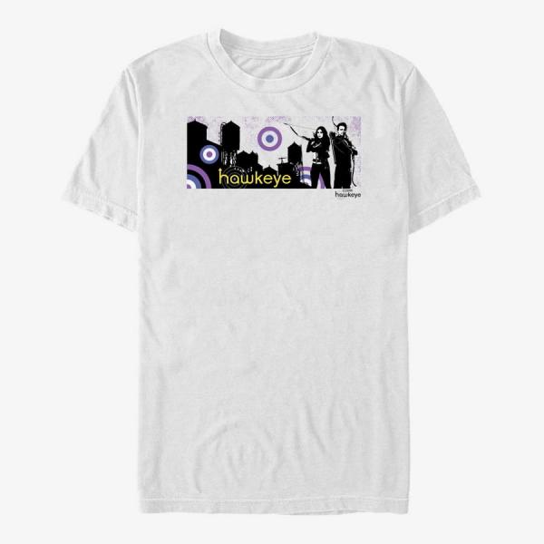 Tričko Merch Marvel Hawkeye - City Stencil Graphic Unisex T-Shirt White S