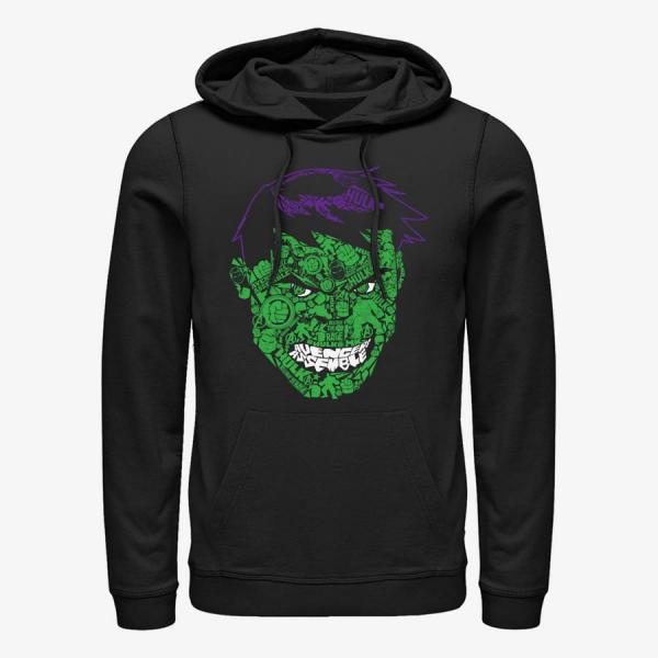 Mikina Merch Marvel Avengers Classic - HulkFace Icons Unisex Hoodie Black S