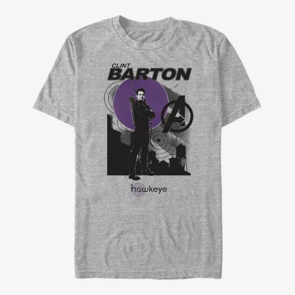 Tričko Merch Marvel Hawkeye - Red Moon Skyline Unisex T-Shirt Heather Grey M