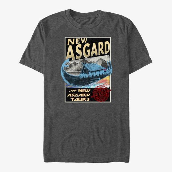 Tričko Merch Marvel Thor: Love and Thunder - New Asgard Destination Unisex T-Shirt Dark Heather Grey XXL