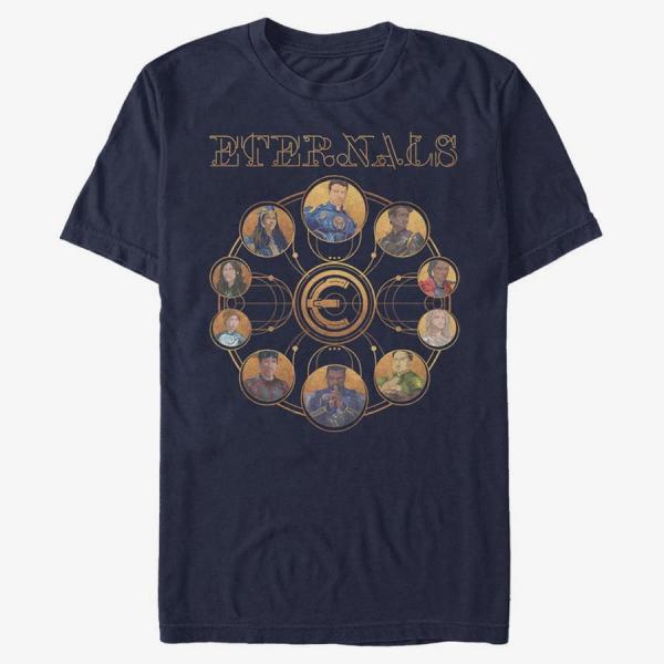 Tričko Merch Marvel: Eternals - ETERNALS CIRCULAR GOLD Unisex T-Shirt Navy Blue XL