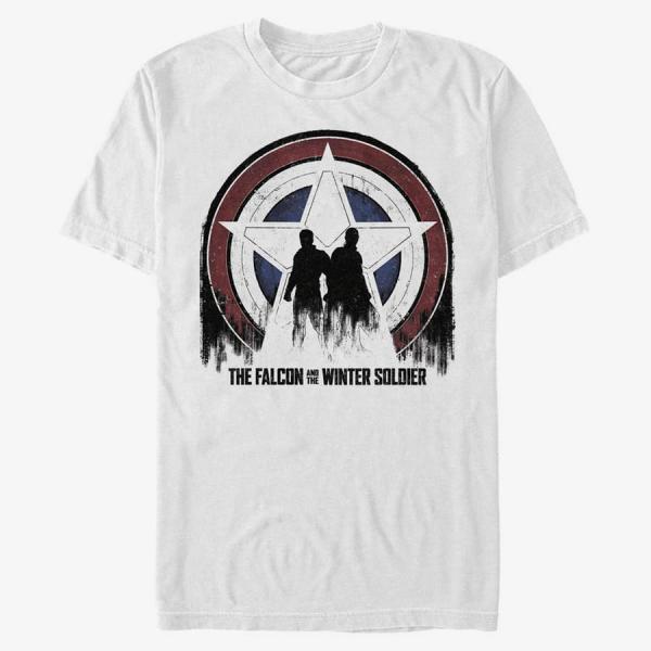 Tričko Merch Marvel The Falcon and the Winter Soldier - Silhouette Shield Unisex T-Shirt White M