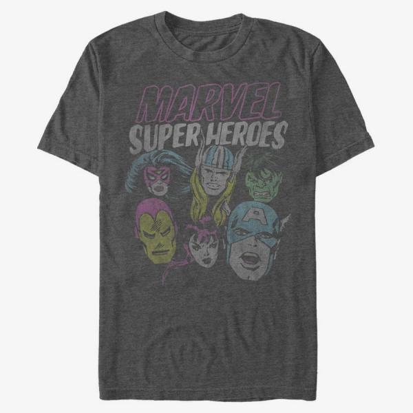 Tričko Merch Marvel - Grunge Heroes Unisex T-Shirt Dark Heather Grey S