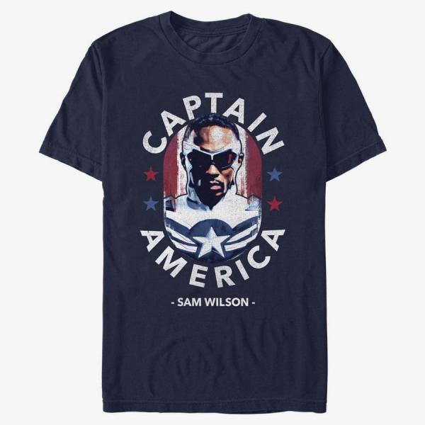 Tričko Merch Marvel The Falcon and the Winter Soldier - Caps Inspiration Unisex T-Shirt Navy Blue S