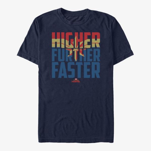 Tričko Merch Captain Marvel: Movie - Higher Faster Fill Unisex T-Shirt Navy Blue S