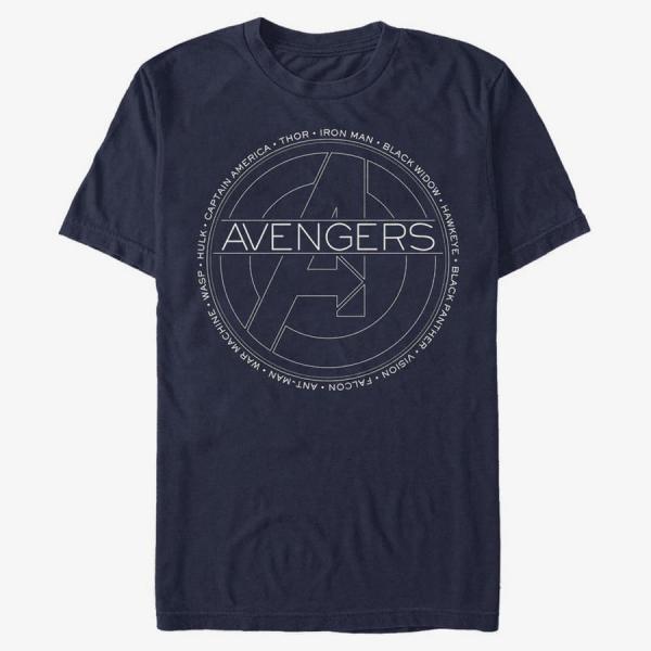 Tričko Merch Marvel Avengers Classic - Avengers Names Unisex T-Shirt Navy Blue L