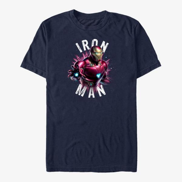 Tričko Merch Marvel Avengers Endgame - Iron Man Burst Unisex T-Shirt Navy Blue M