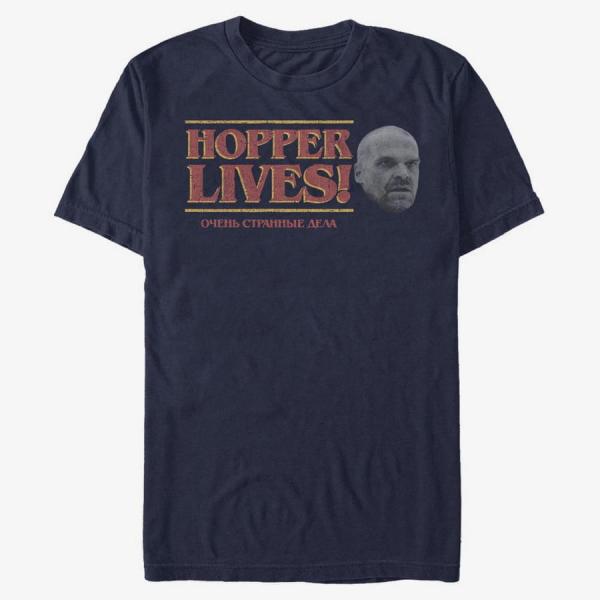Queens Netflix Stranger Things - Stranger Things Hopper Lives Unisex T-Shirt Navy Blue